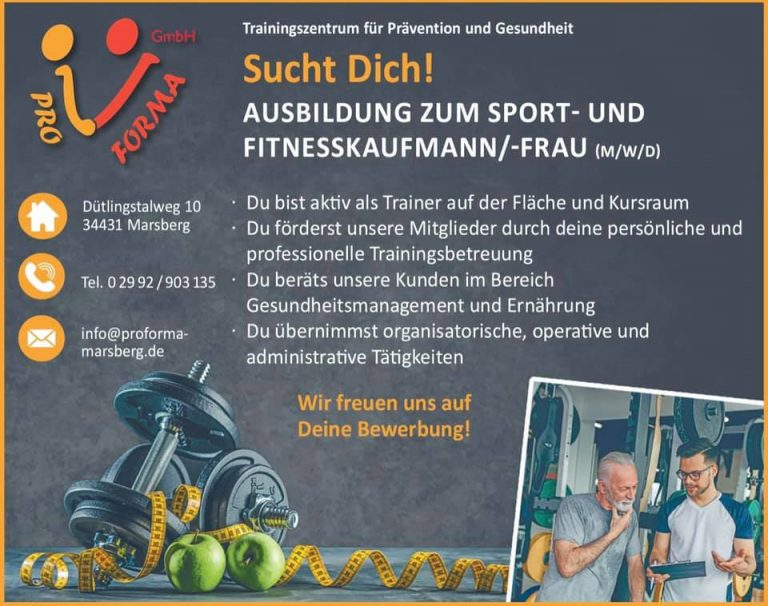 Read more about the article Ausbildung zum Sport & Fittneskaufmann/-frau
